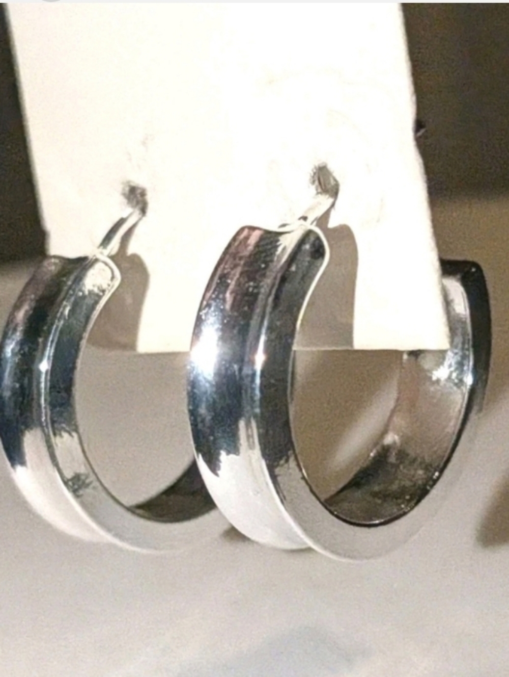 Ladies Rhodium Classic 925 Sterling Silver Half Hoop Earrings